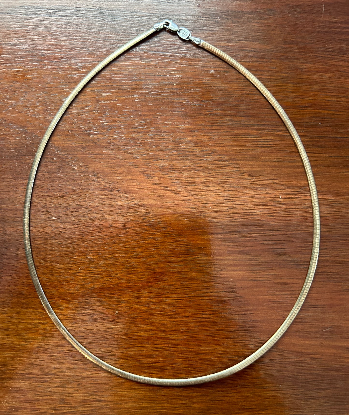 1/15th 14k Yellow Gold Sterling Silver 925 Flat Chain Necklace 17.5"
