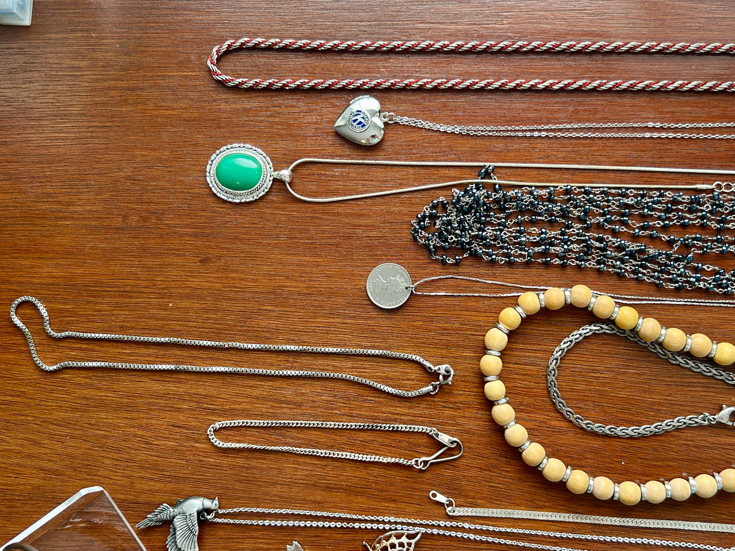 Vintage to Now Jewelry Lot Pendant Beaded Necklaces Bracelet Bangles Silver Tone