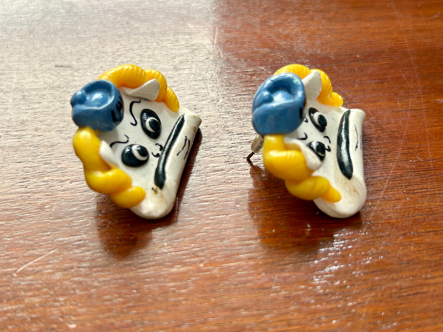 Vintage North Carolina Tar Heel Rams Rameses Pierced Large Handmade Earrings