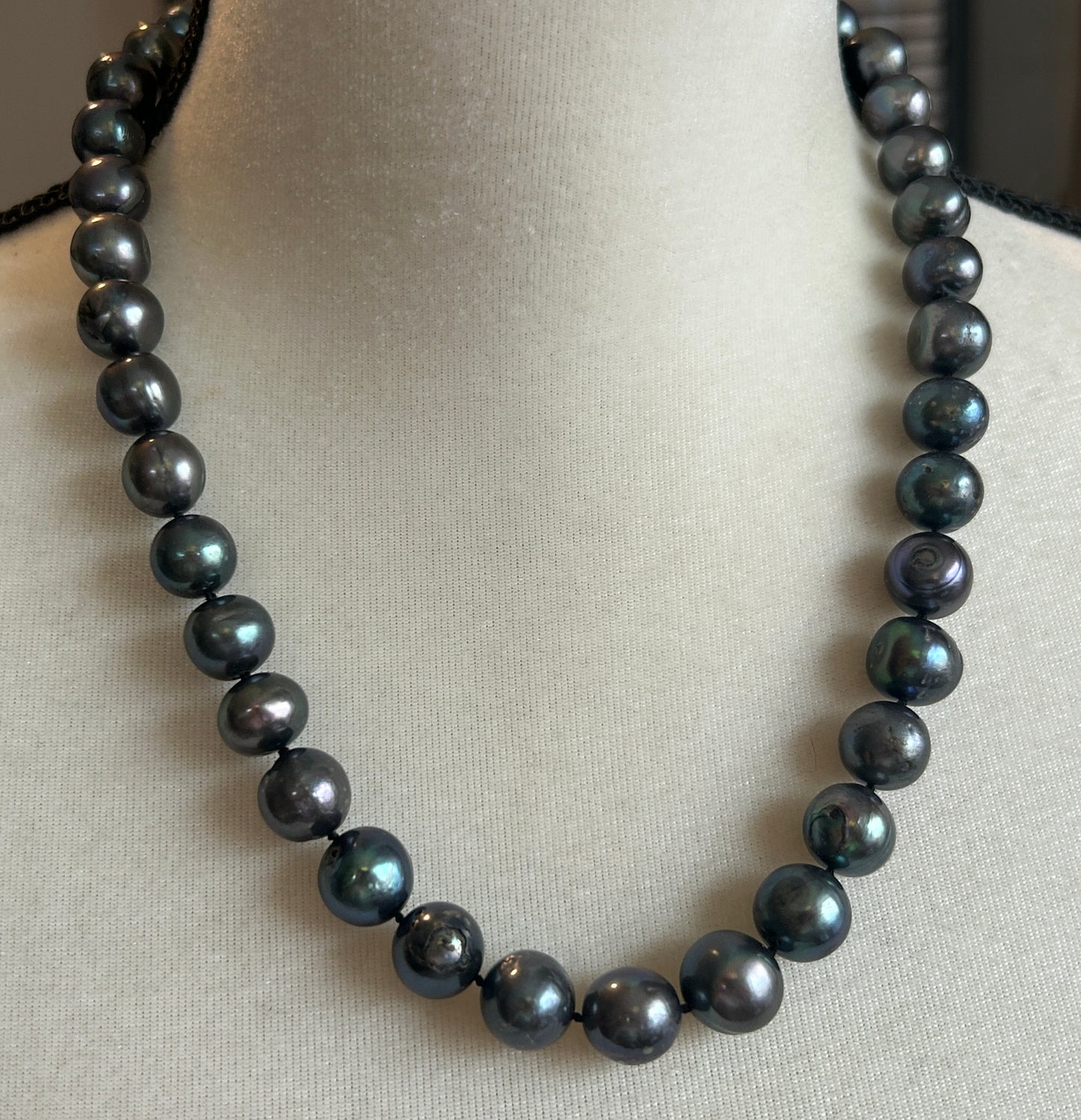 Cultured Black Pearl 11.5mm Single Strand Necklace 22" Long