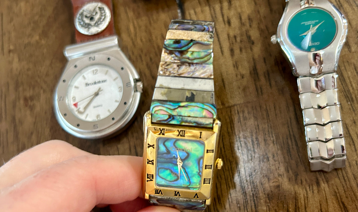 Watch Lot Manual Wind Quartz Fob Wristwatch Abalone