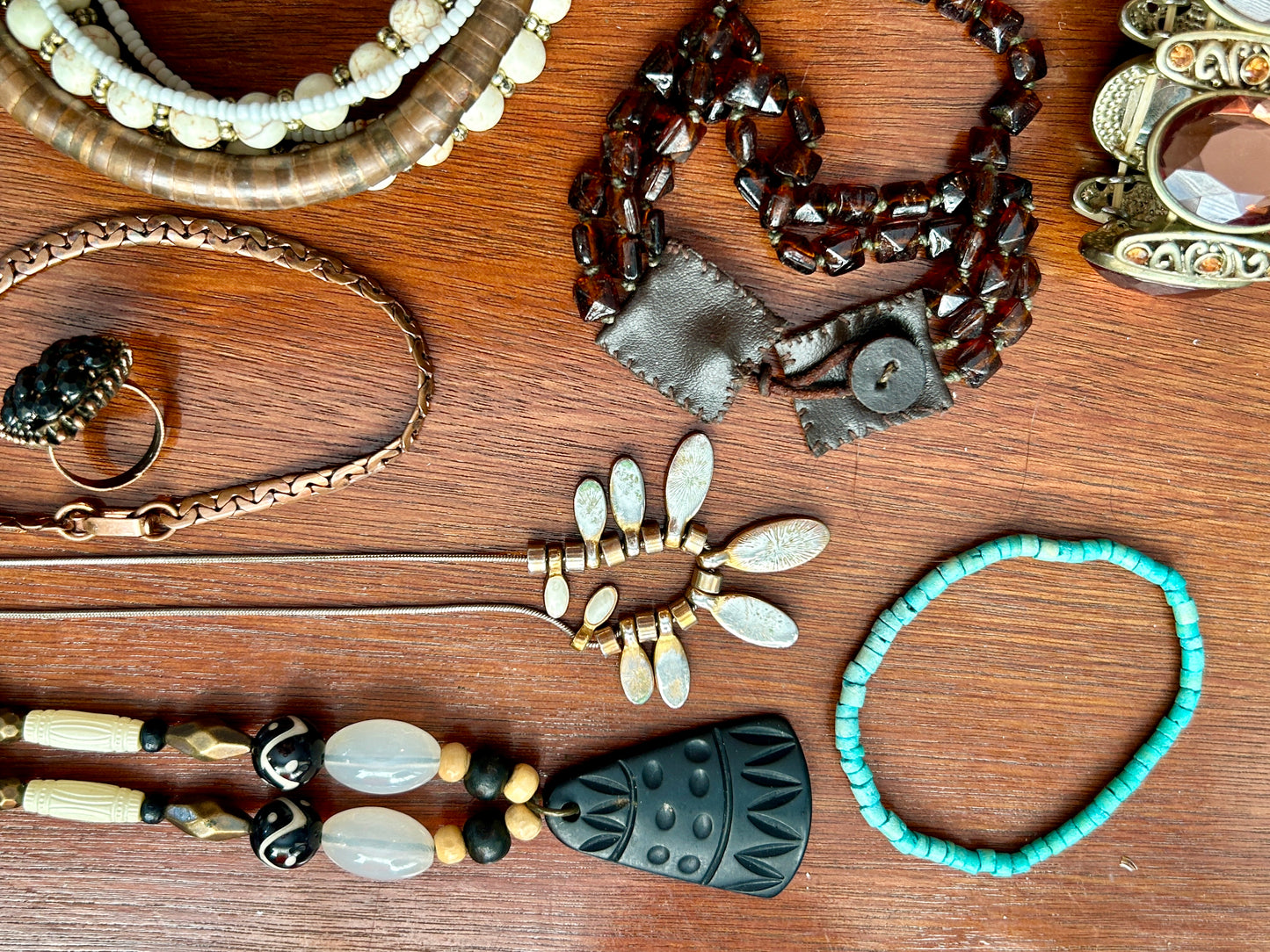 Vintage to Now Southwest Boho Jewelry Lot Stone Shell Copper Hammered Beaded