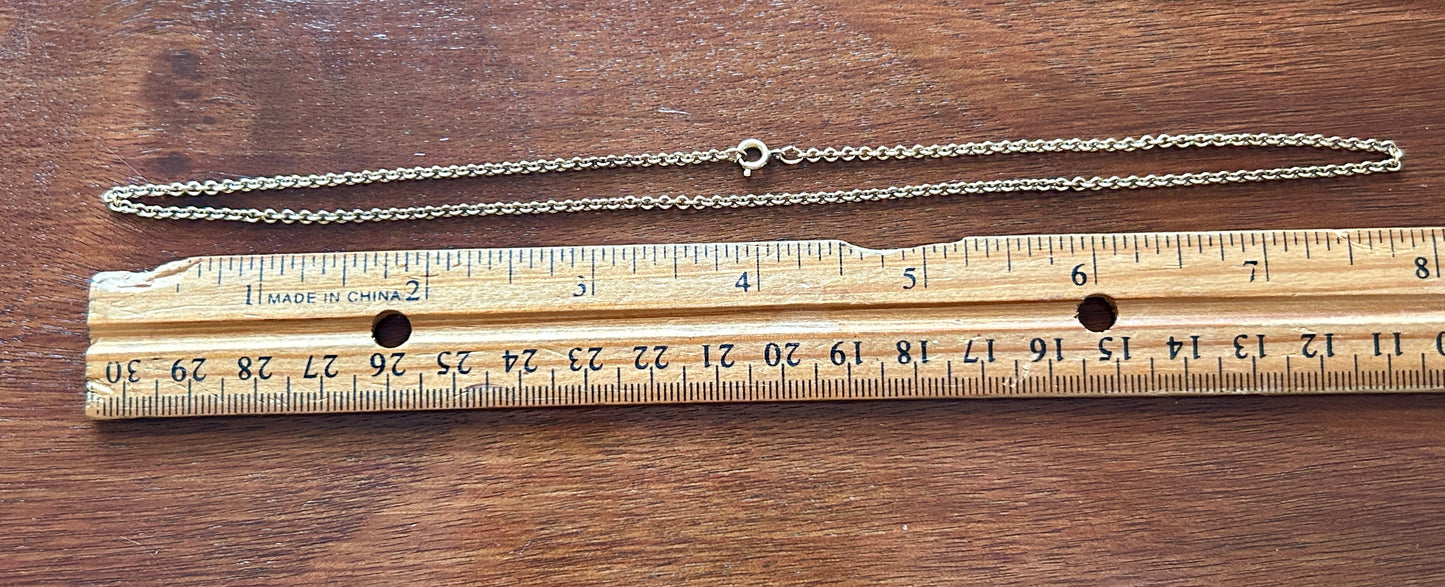 Vintage 1/20 12k Yellow Gold Rolo Chain Necklace 16" Long x 2mm Wide