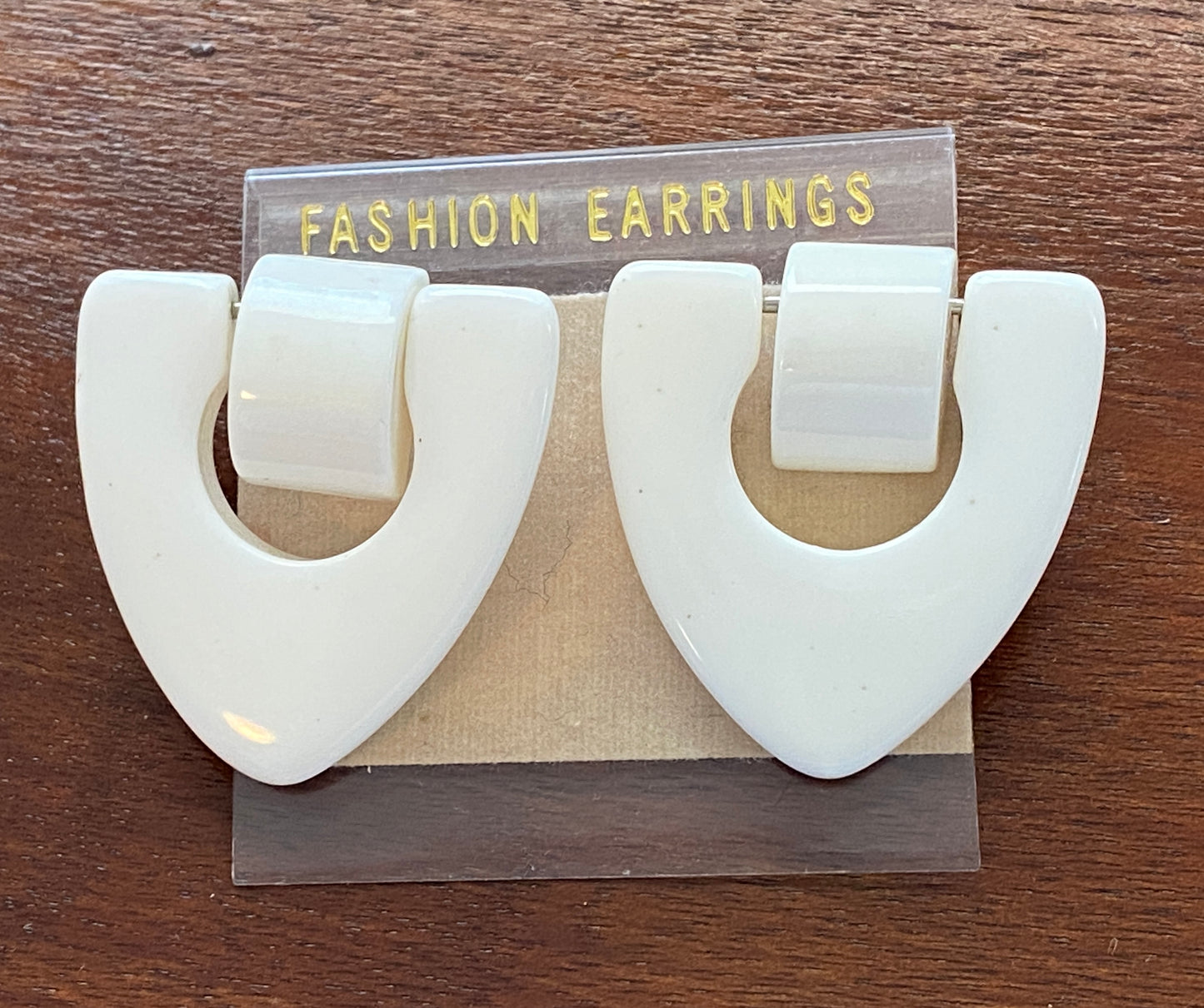 Vintage 80's Plastic Large White Doorknocker Earrings Pierced