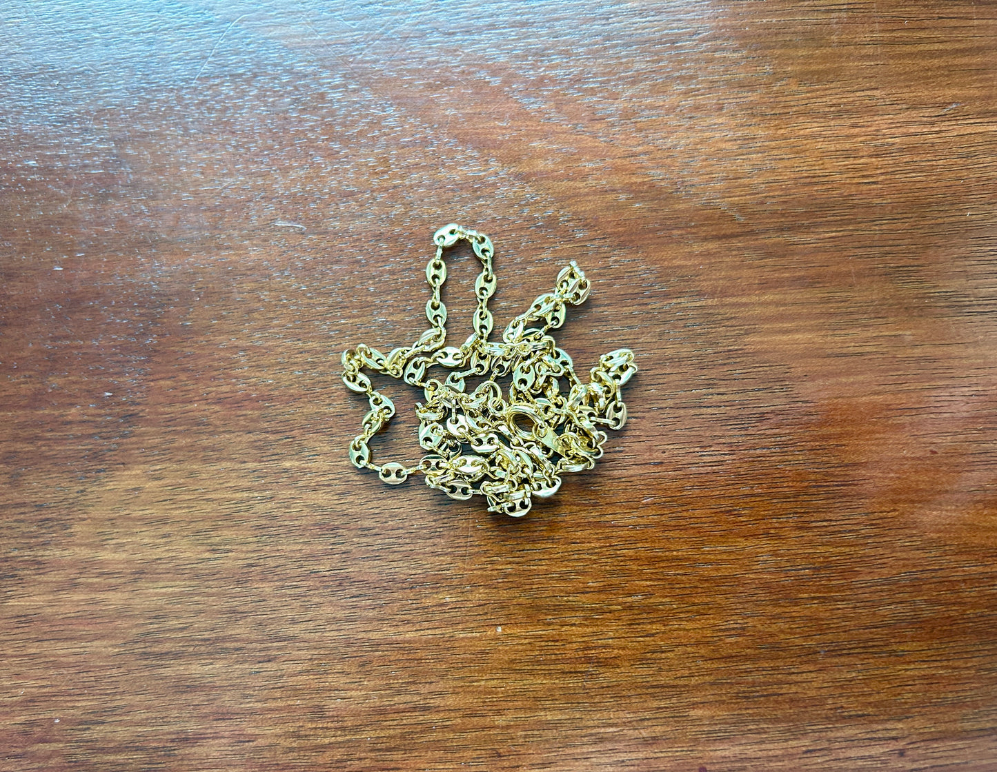 Gold Tone Anchor Chain Link Necklace 23.5" Long