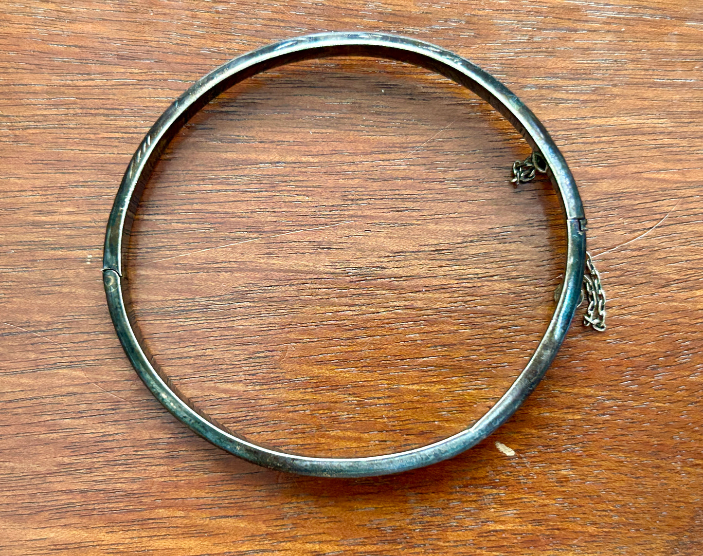 Vintage Sterling Silver 925 Hinged Bangle Bracelet