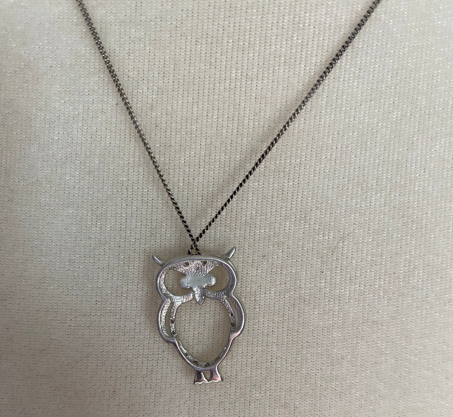 Sterling Silver 925 Owl Cut Out Pendant Necklace Chain