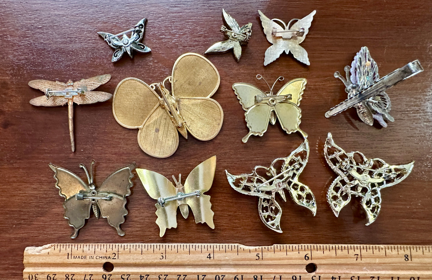 Vintage Butterfly Dragonfly Brooch Pin Lot Enamel Gold Silver Tone Rhinestone