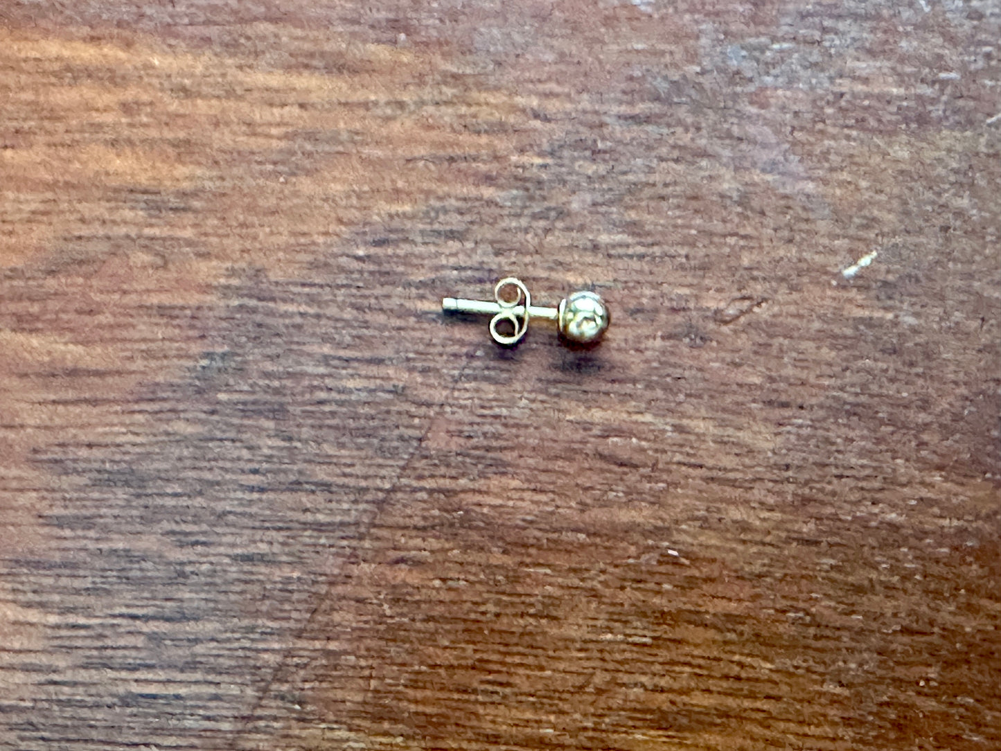 SINGLE 14k Yellow Gold Ball Bead Stud Pierced Earring