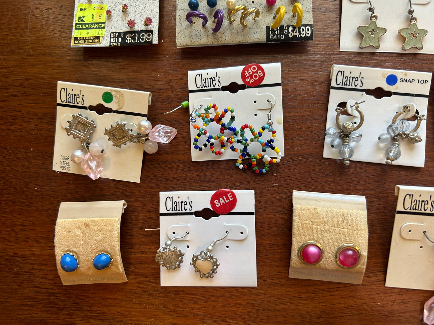 Vintage to Now Pierced Stud Earring Lot Clairs Cute Cabochon