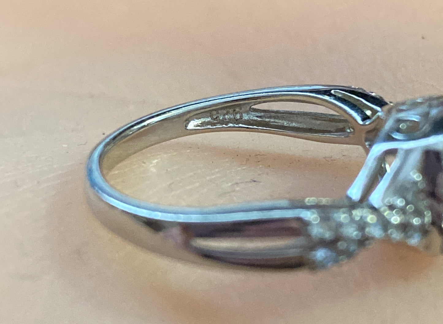 Sterling Silver 925 Cubic Zirconia Ring Sz 6.75 Signed SUN Designer