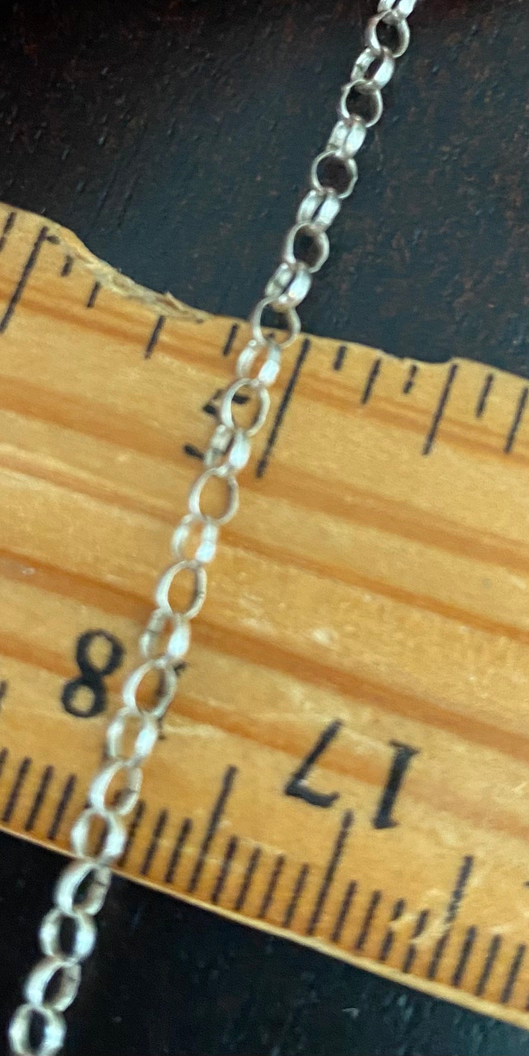 Sterling Silver 925 Rolo Chain Necklace 19" Long