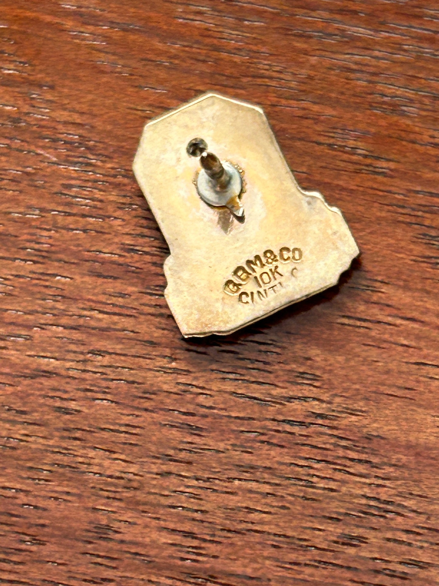 Vintage 10k Yellow Gold Diamond Williamson Employee Service Lapel Pin Pinback