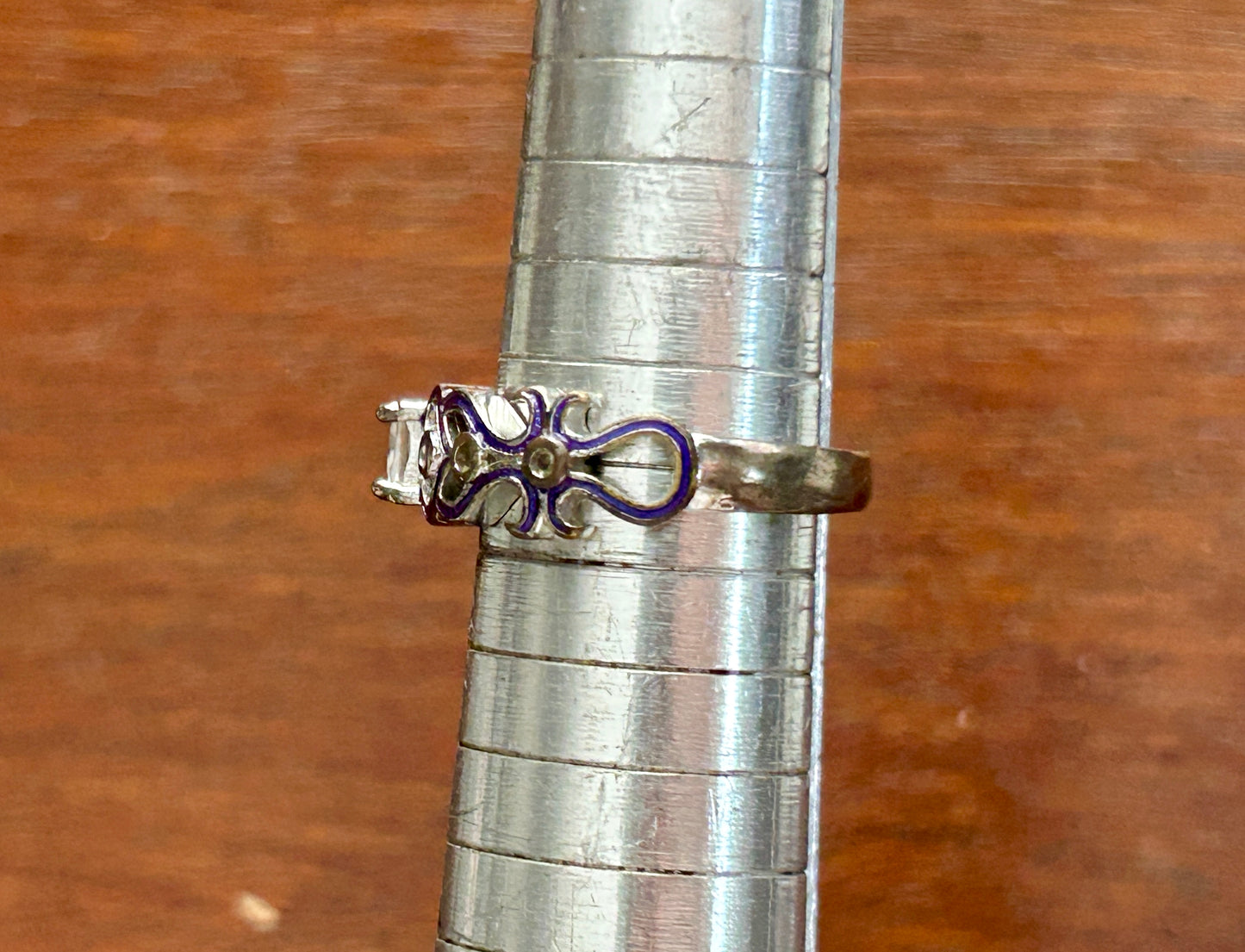 Sterling Silver 925 Square CZ Stone Purple Relief Ring Sz 7.5