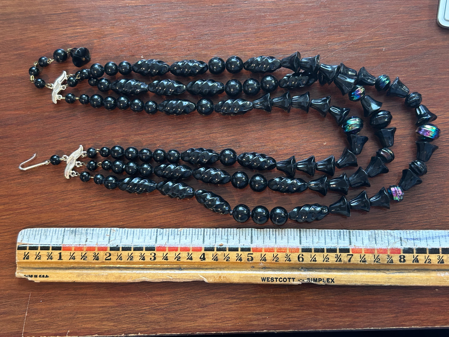 Vintage Western Germany Black AB Aurora Borealis Multistrand Necklace