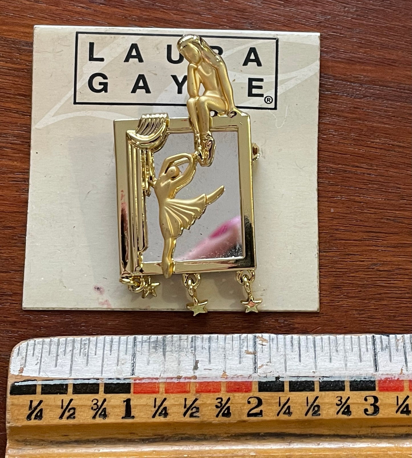 Vintage Signed Laura Gayla Ballerina Dancer Mirror Brooch Pin