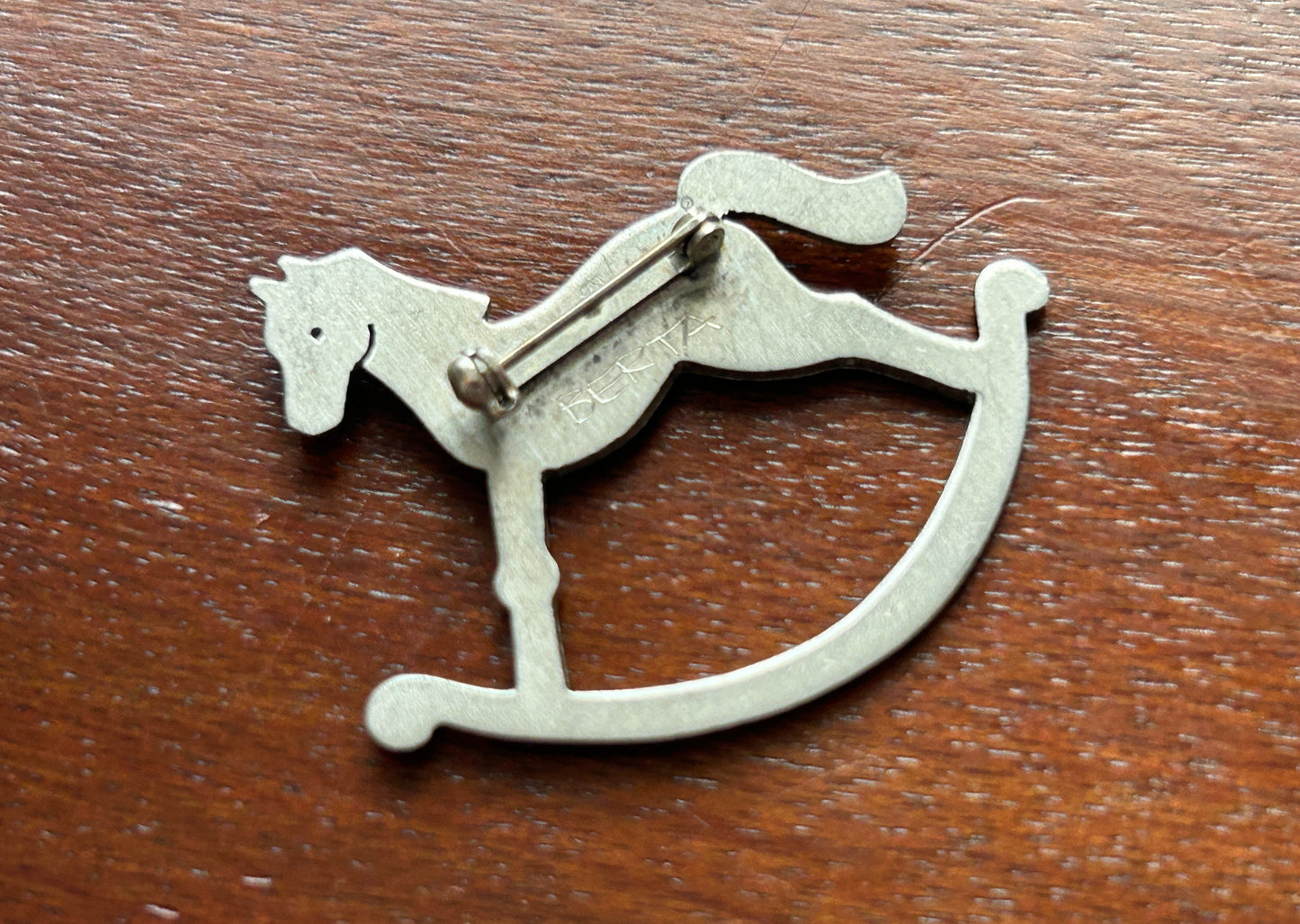 Vintage Silvertone Berta Rocking Horse Toy Brooch Pin