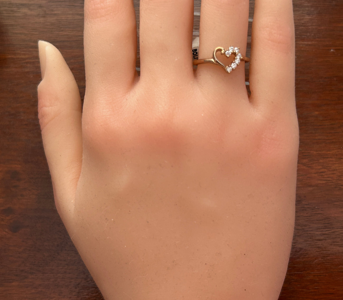 10k Yellow Gold CZ .15ctw Cubic Zirconia Open Heart Ring Sz 6.75