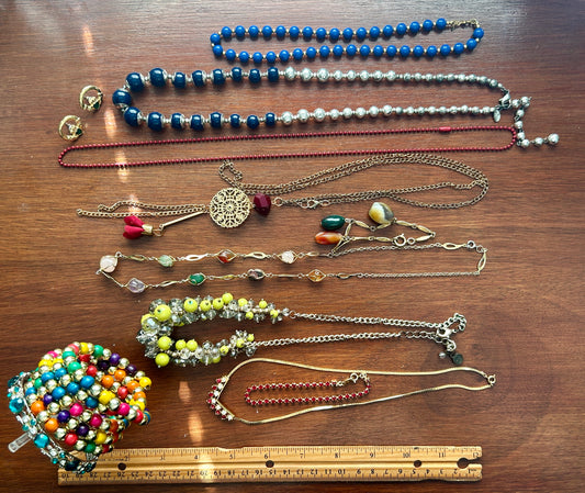 Vintage to Now Colorful Beaded Jewelry Lot Necklaces Bracelet Earrings Beads