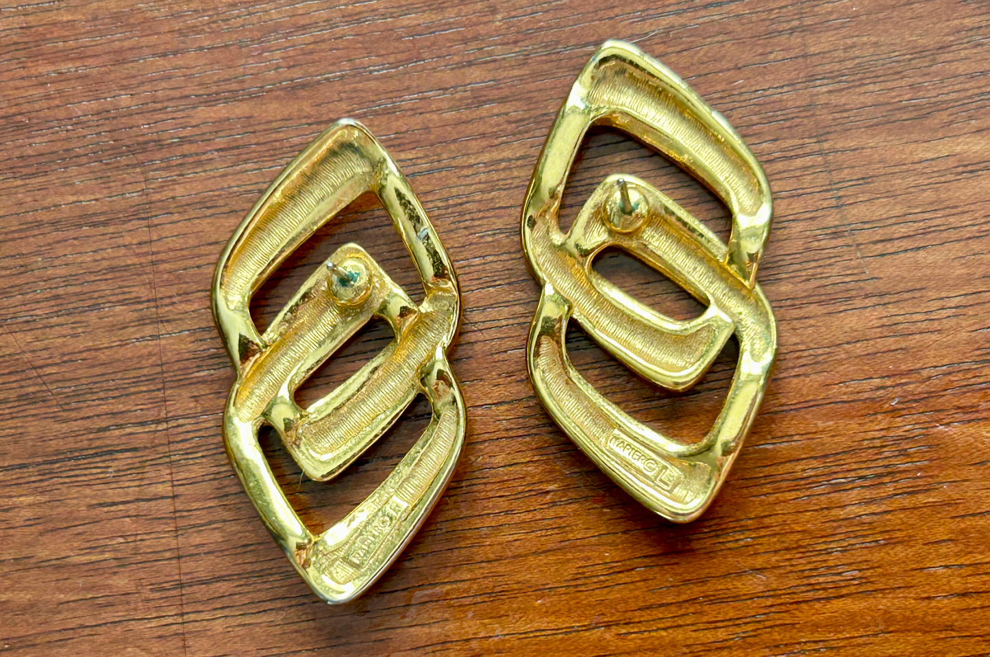 Vintage Signed Napier Gold Tone Pierced Earrings