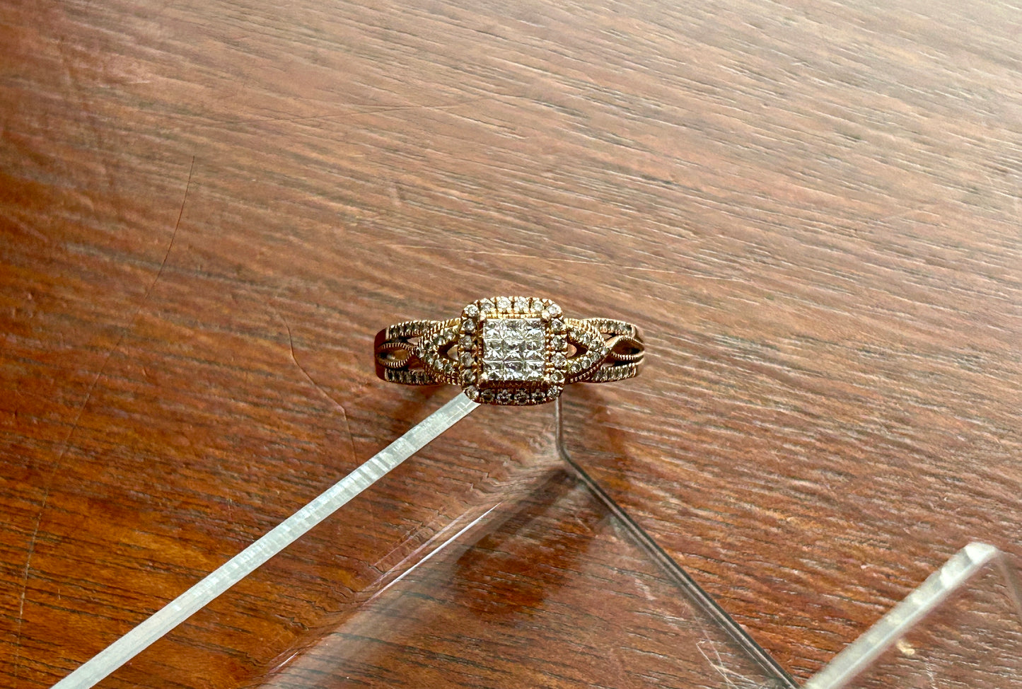 10k Rose Gold Diamond Pave Engagement Ring Sz 9.75 Signed JX