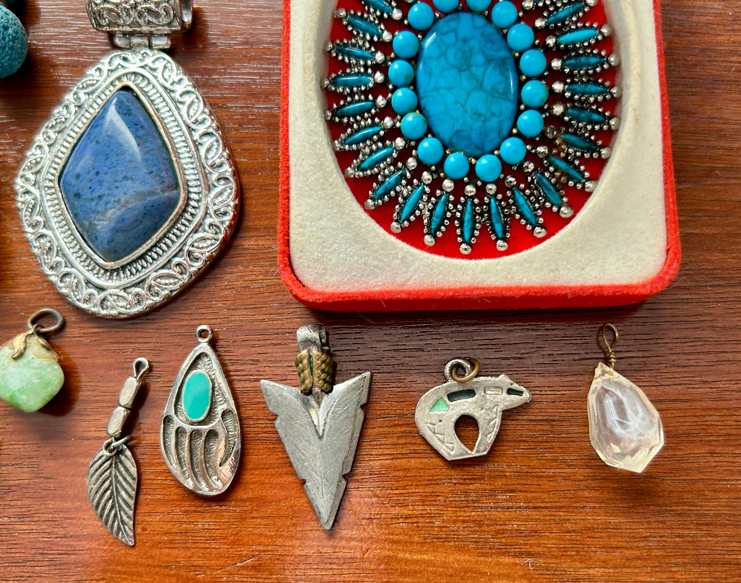 Vintage to Now Southwest Boho Pendant Charm Lot Over 25 Turquoise Silver Tone