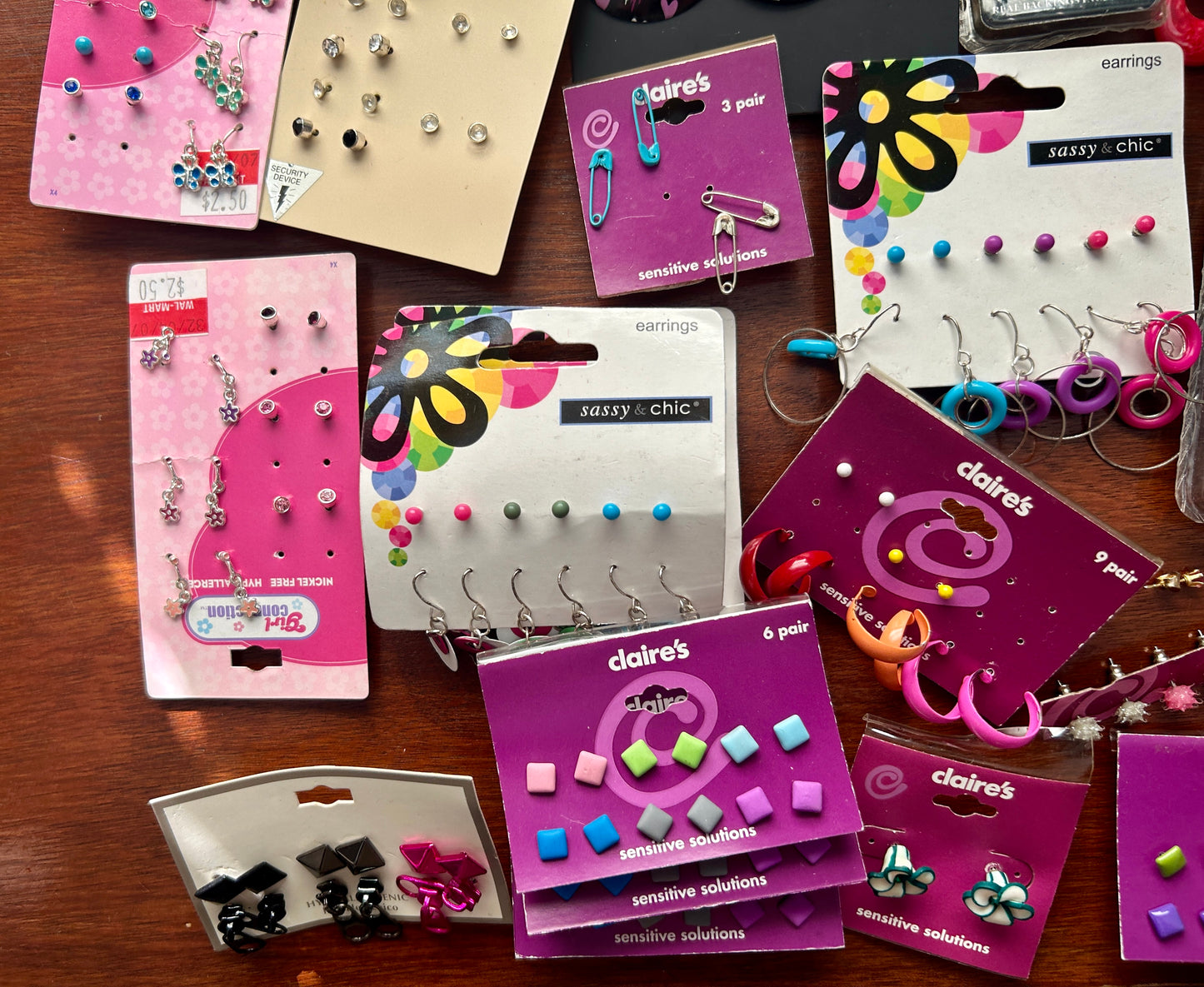 Contemporary 90s 2000's Pierced Earring Jewelry Lot Colorful Bright Dangly Studs