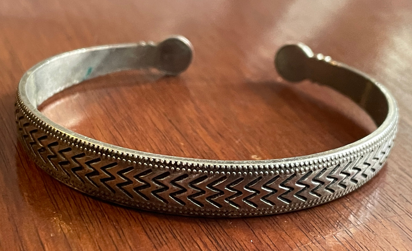 Vintage Silver Tone Bohemian Engraved Bangle Bracelet