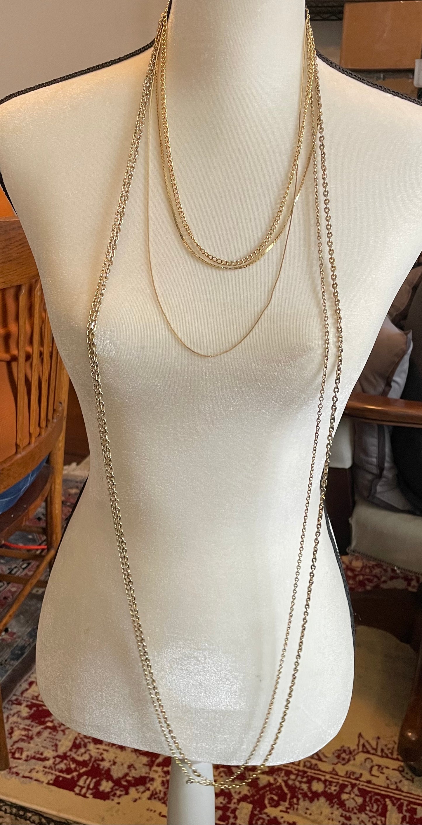 Lot of Gold Tone Chain Necklace Varying Lengths