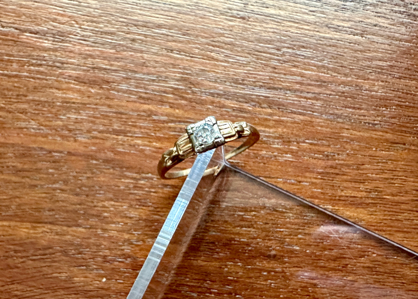 Vintage 14k Yellow Gold Diamond Engagement Ring Sz 5.25