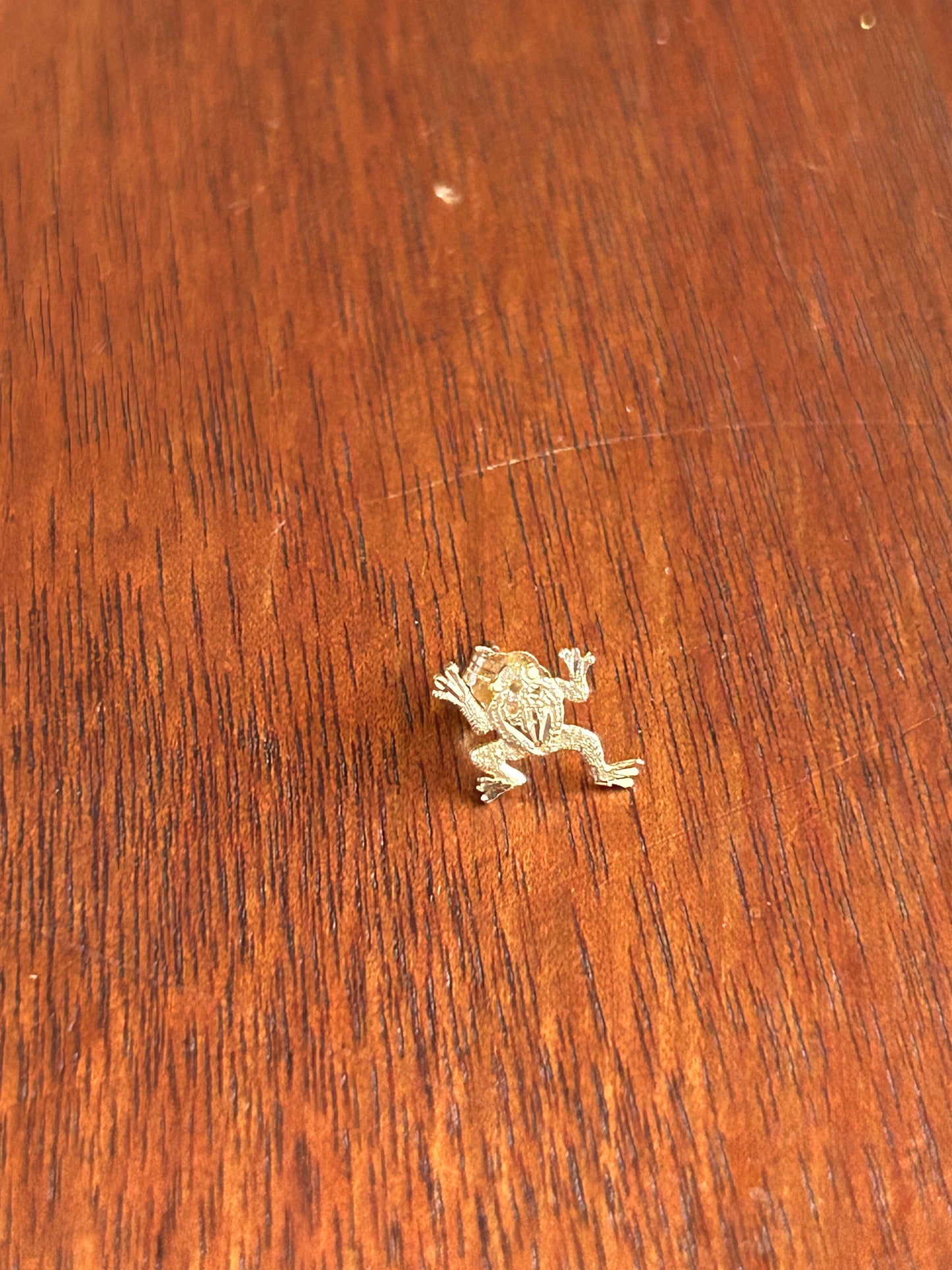 14k Yellow Gold SINGLE Textured Frog Stud Pierced Earring