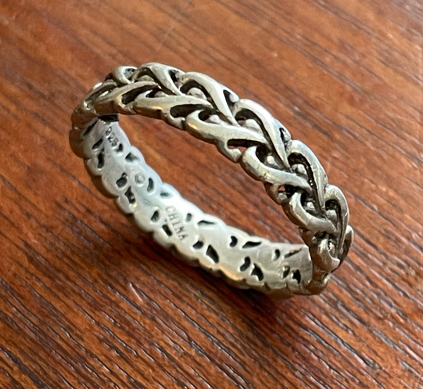 Vintage Sterlings Silver Woven Knot Band Ring Sz 6.25