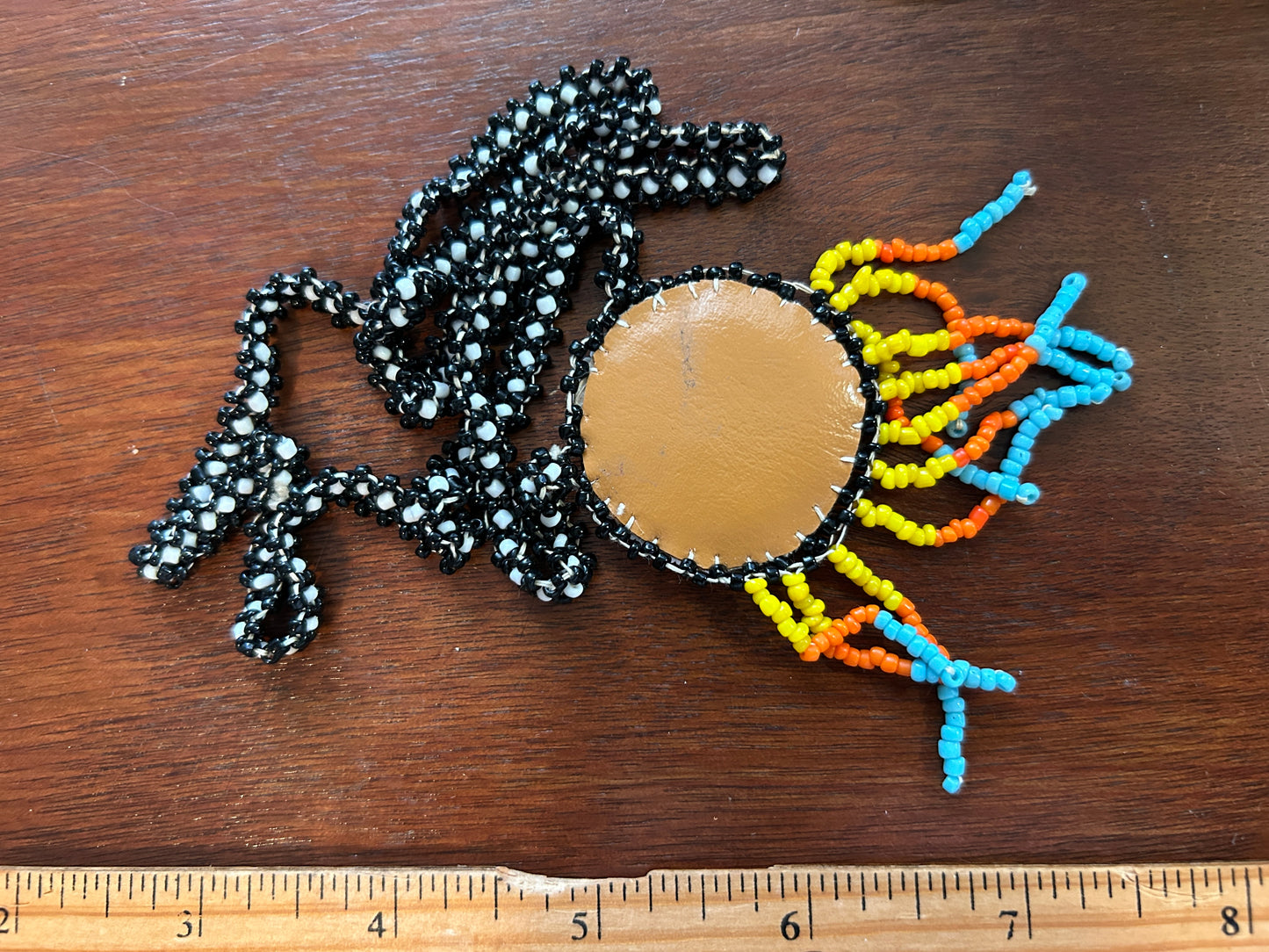 Seed Bead Quetzalcoatl Bird Eagle Leather Pendant Tassel Necklace