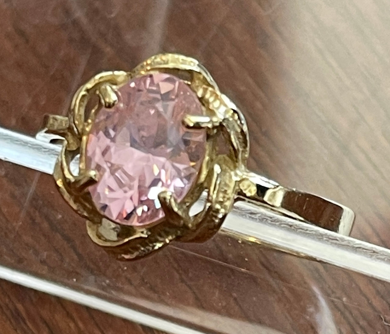 Vintage Pink Topaz 10k Yellow Gold Ring Sz 6 Signed BJM