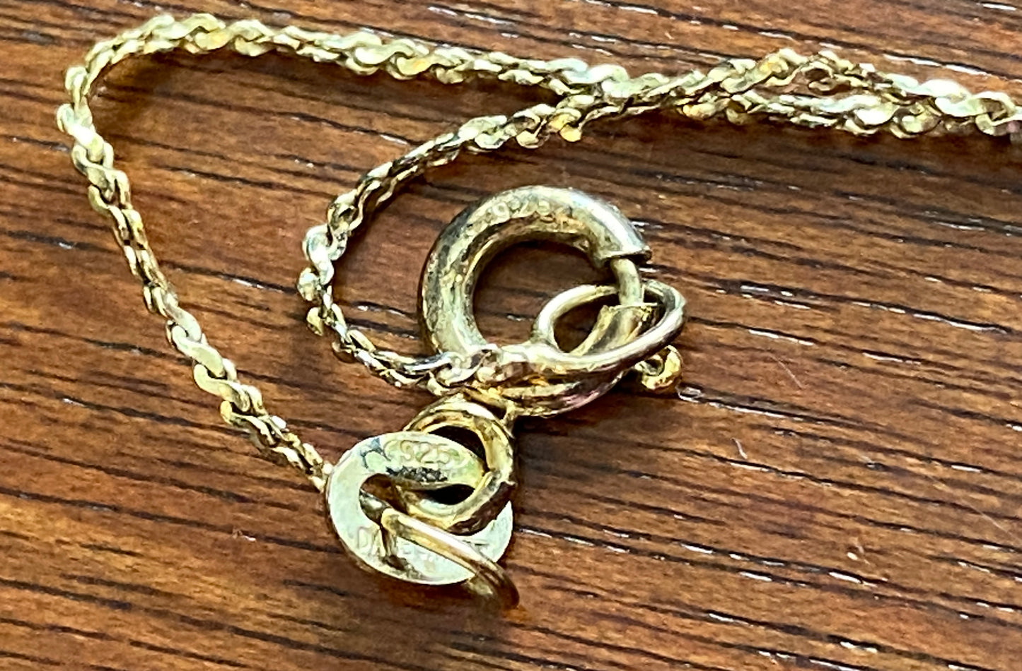 Gold Vermeil Sterling Silver 925 Twist Chain Necklace 20" Long