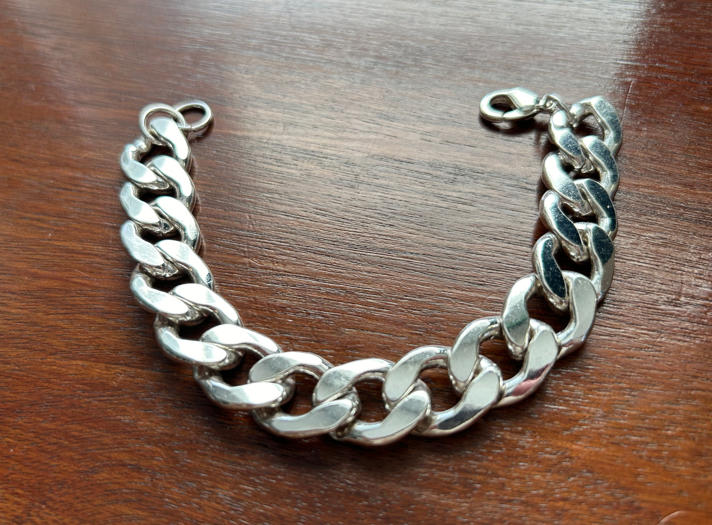 Vintage Silver Tone Chunky Chain Link Bracelet