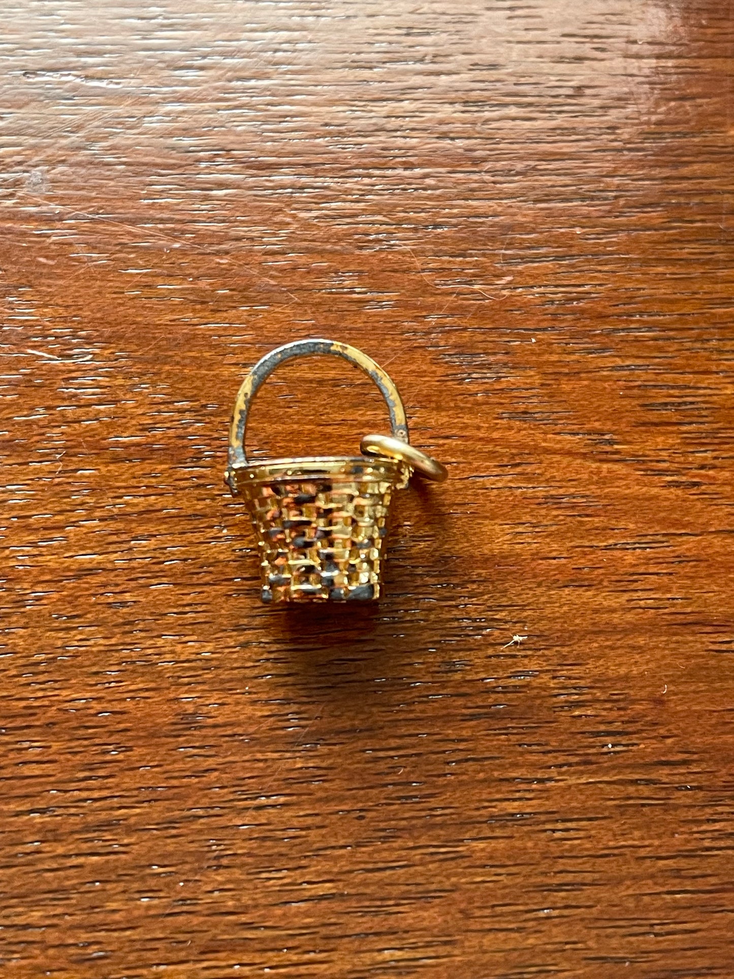 Vintage Brown County Basket Charm Sterling Silver Gold Vermeil