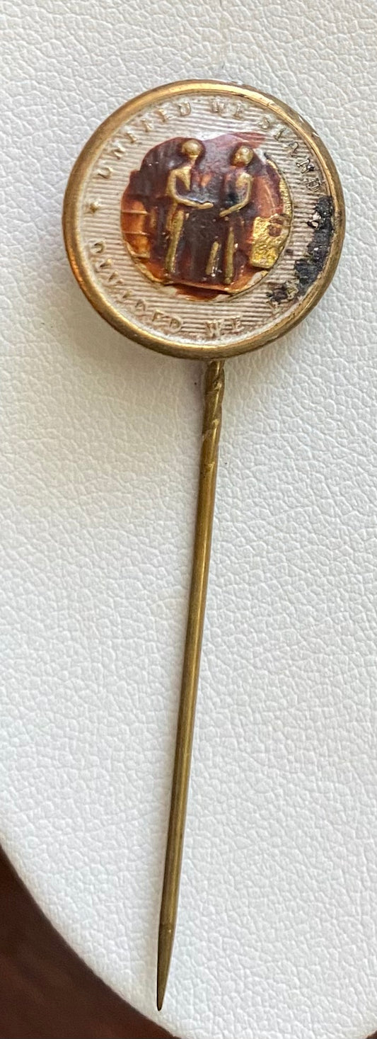 Vintage United We Stand Hat Pin Brass Tone