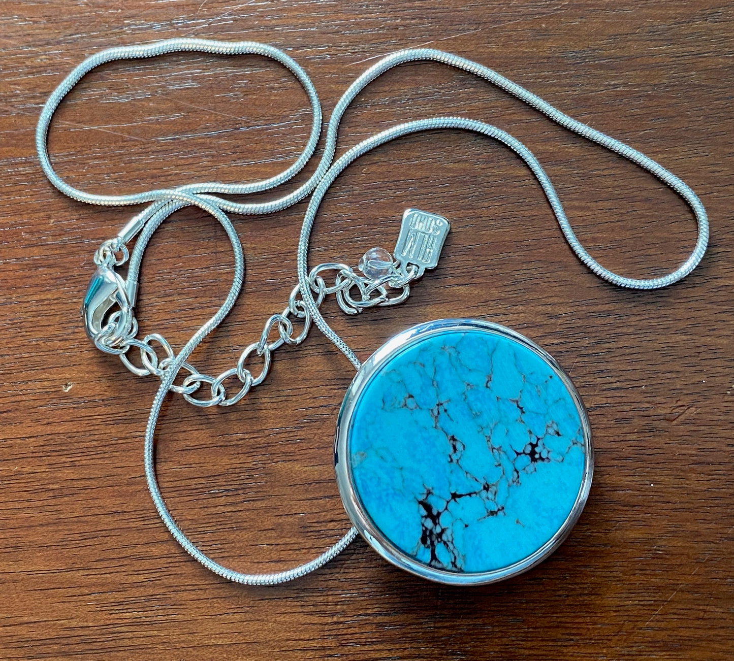 RLM Soho Modernist Silver Tone Faux Turquoise Necklace