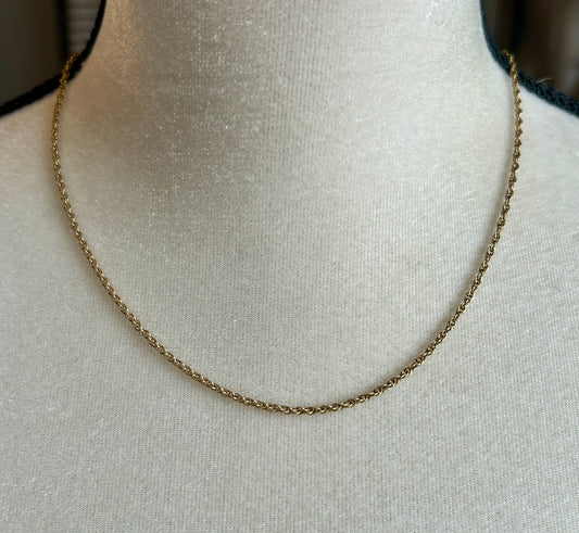 Vintage 1/20 12k Yellow Gold Filled Chain Necklace 18" Long x 2mm Wide