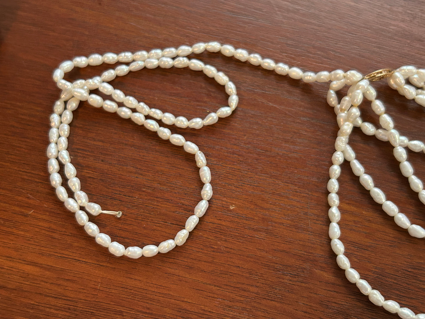 14k Yellow Gold Seed Pearl Multistrand Necklace DAMAGED