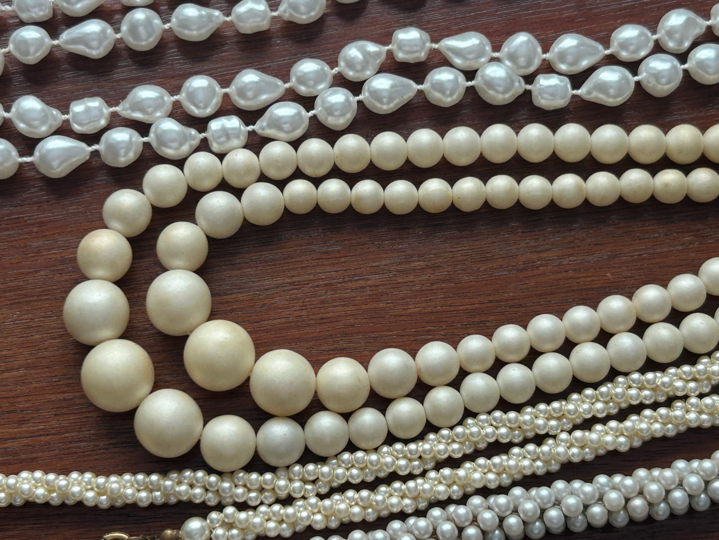 Vintage to Now Faux Pearl Necklace Lot Single Multistrand Opera Length