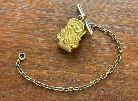 Antique Gold Filled Watch Fob Chain Clip