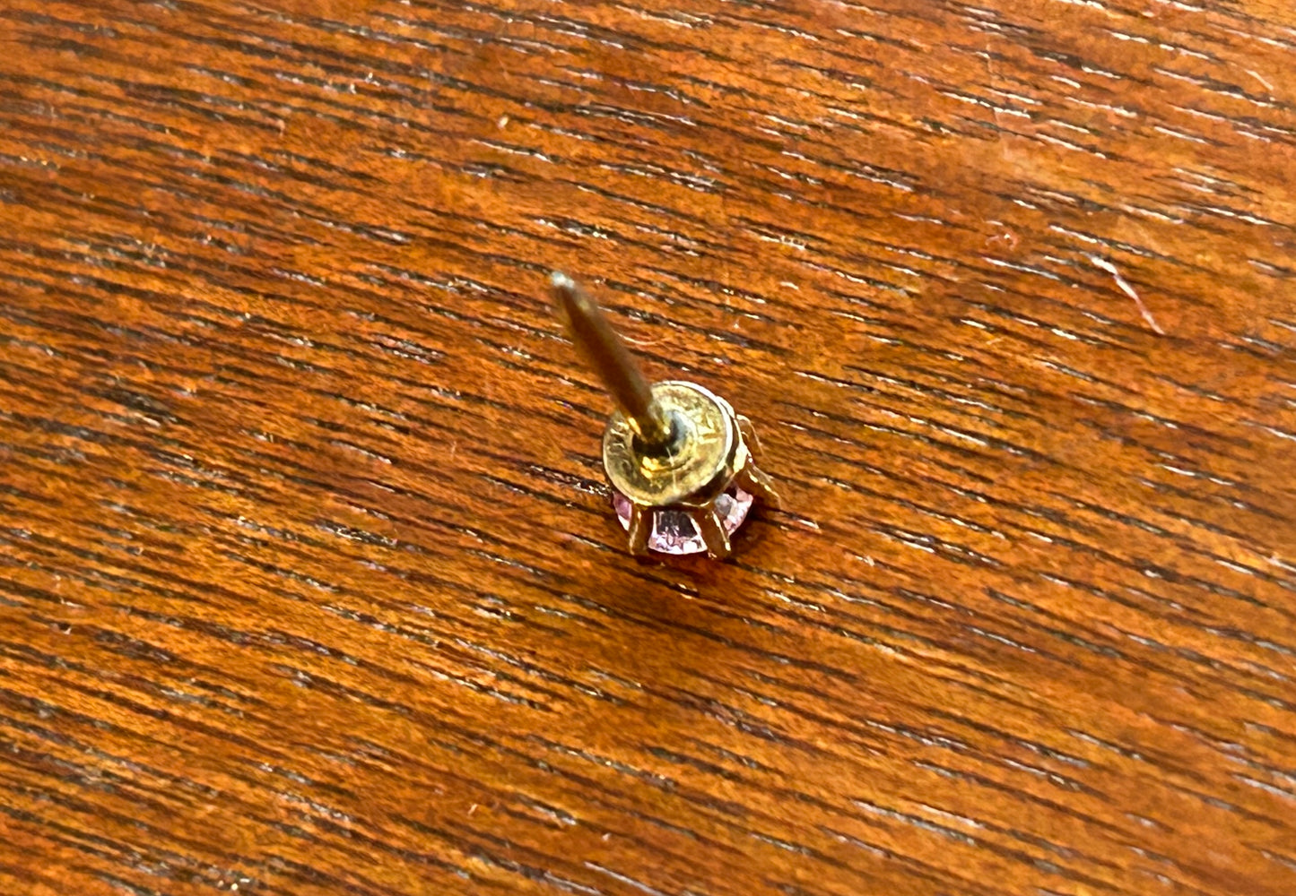 Vintage 14k Yellow Gold .25ct Pink Tourmaline SINGLE EARRING