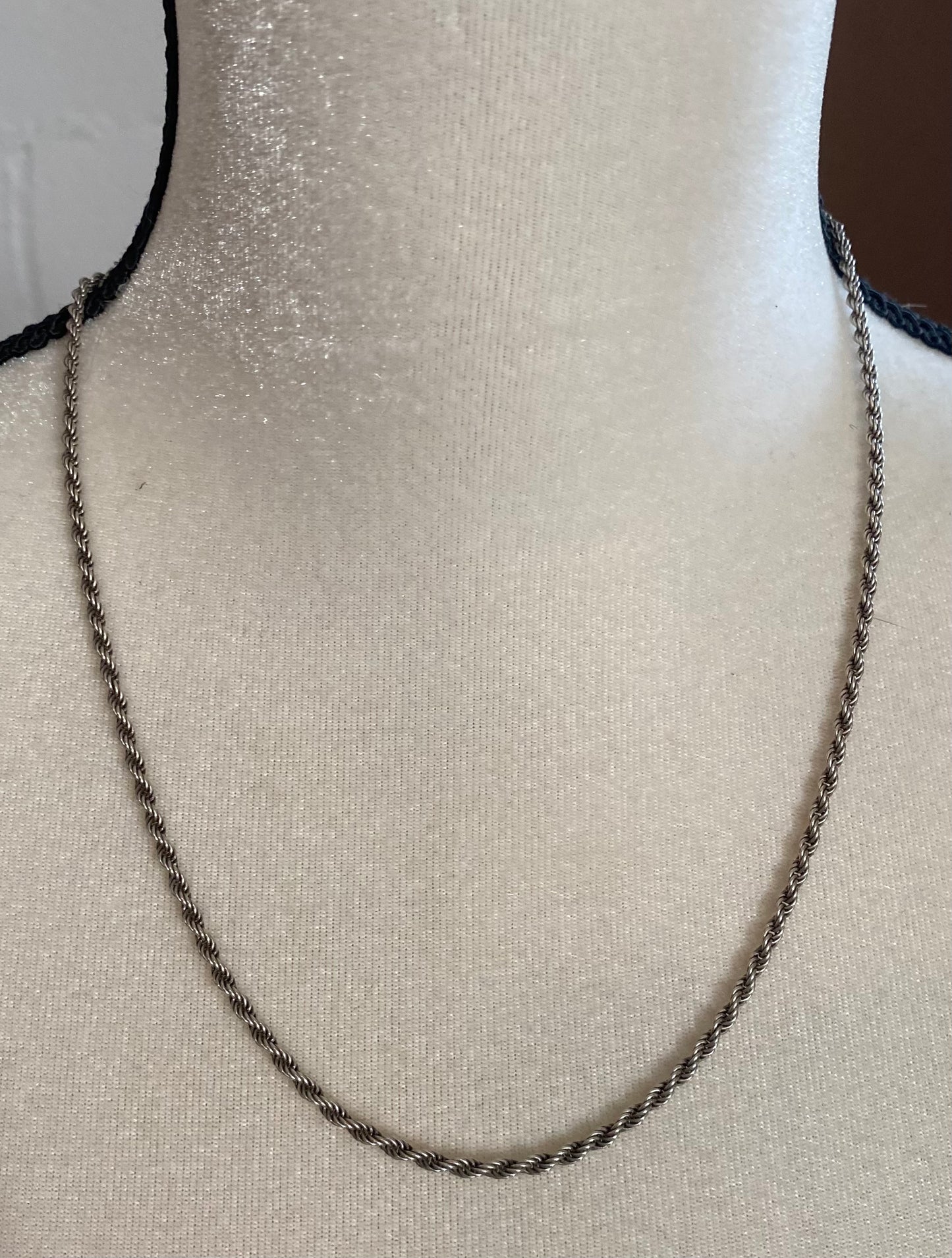 Sterling Silver 925 Twist Chain Necklace 20" Long