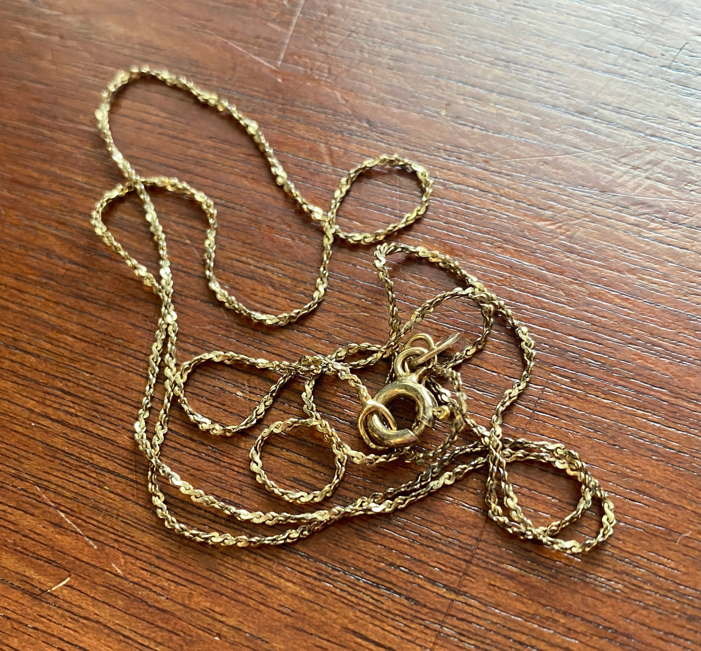 Gold Vermeil Sterling Silver 925 Twist Chain Necklace 20" Long