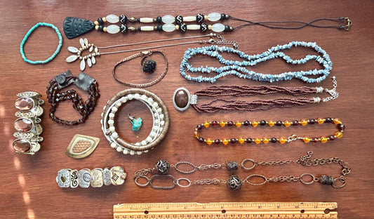 Vintage to Now Southwest Boho Jewelry Lot Stone Shell Copper Hammered Beaded