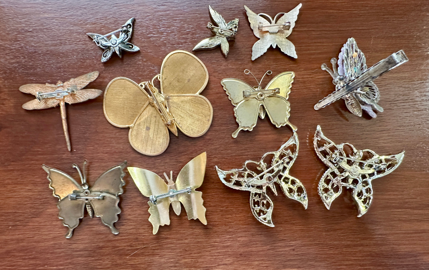 Vintage Butterfly Dragonfly Brooch Pin Lot Enamel Gold Silver Tone Rhinestone