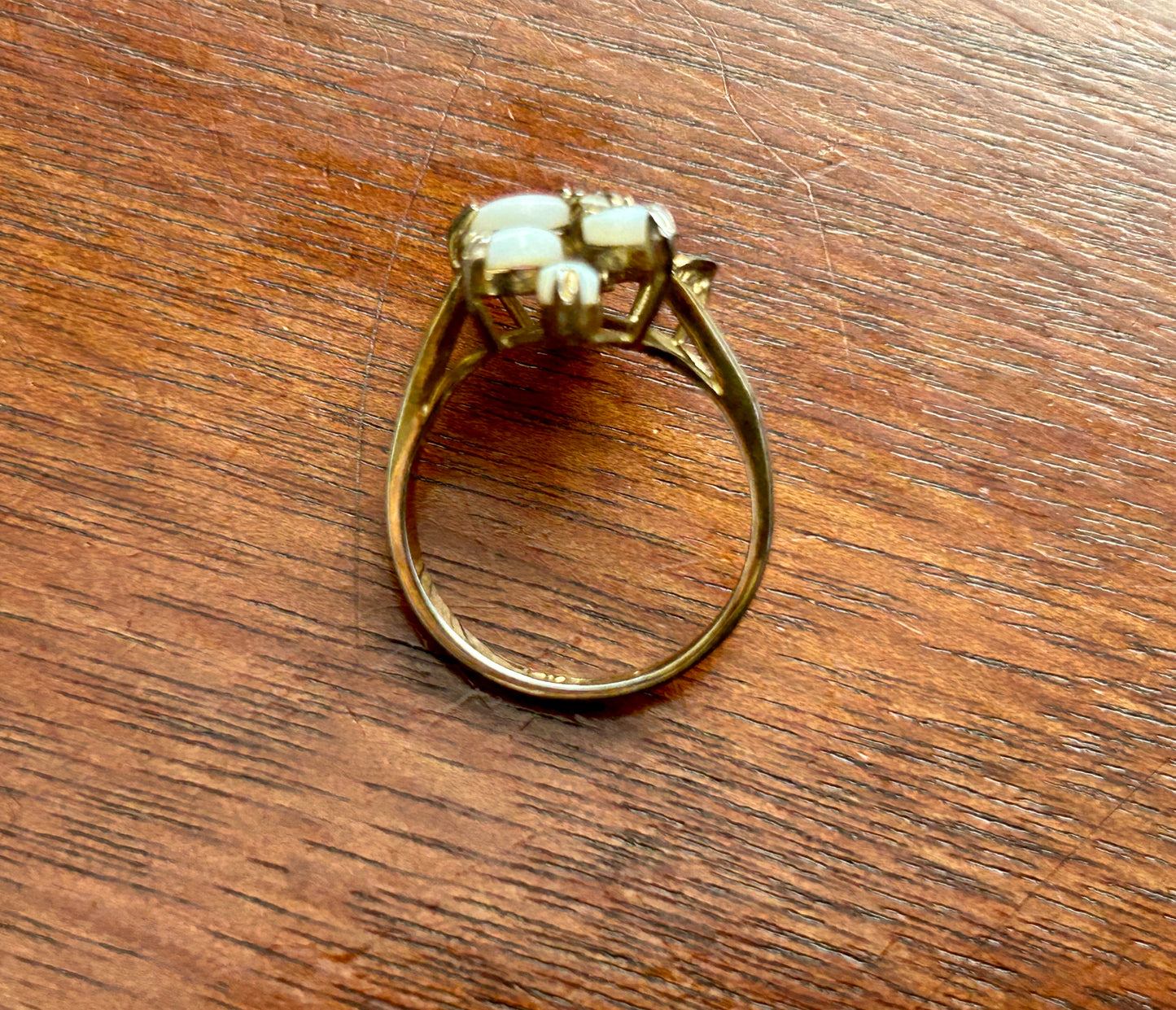 14k Gold Plate Faux Opal Cluster Cocktail Ring Sz 8.75