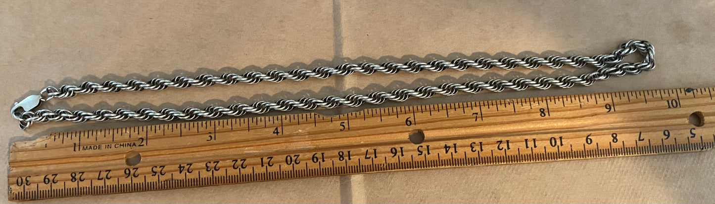 Sterling Silver 925 Twist Chain Necklace 5mm x 20" Long